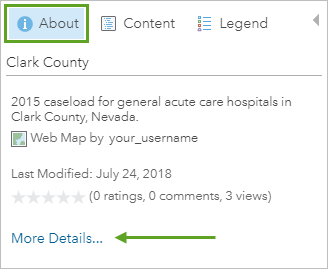 About this Map button selected with arrow pointing to More Details link About this Map button selected with arrow pointing to More Details link